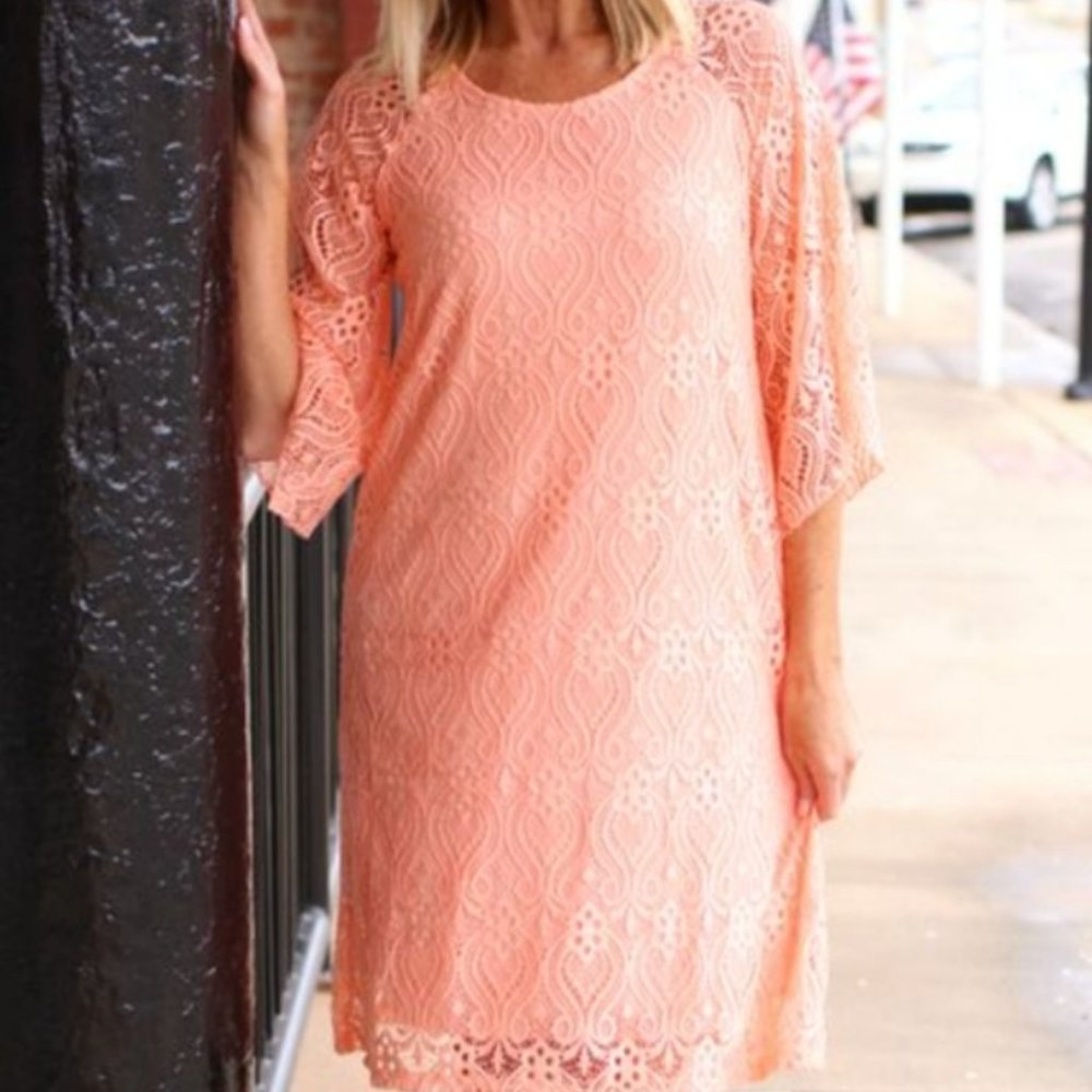 NWOT! Jessica Howard Pink Lace Midi Dress Size 10